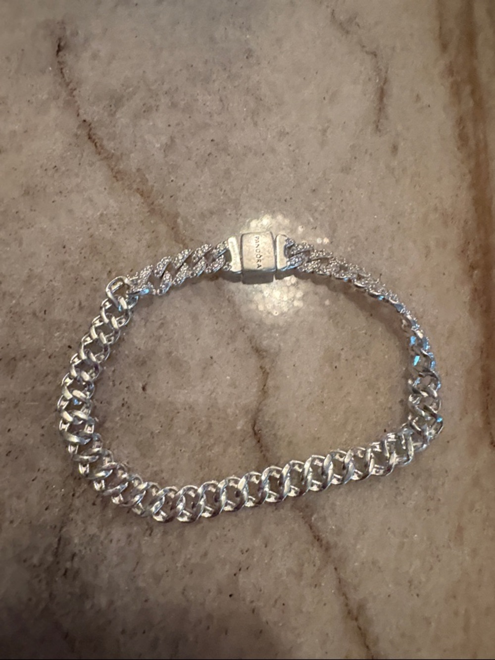 Pandora Sparkling Silver CZ Cuban Link Bracelet - Picture 8 of 12